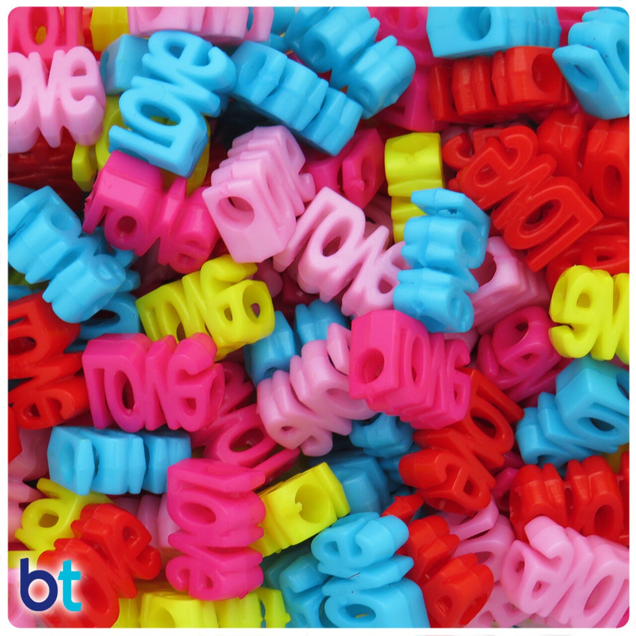 BeadTin Pastel Opaque Mix 16mm Love Plastic Alpha Beads (40pcs)